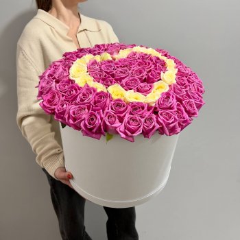 Букет 101 розовая роза в коробке